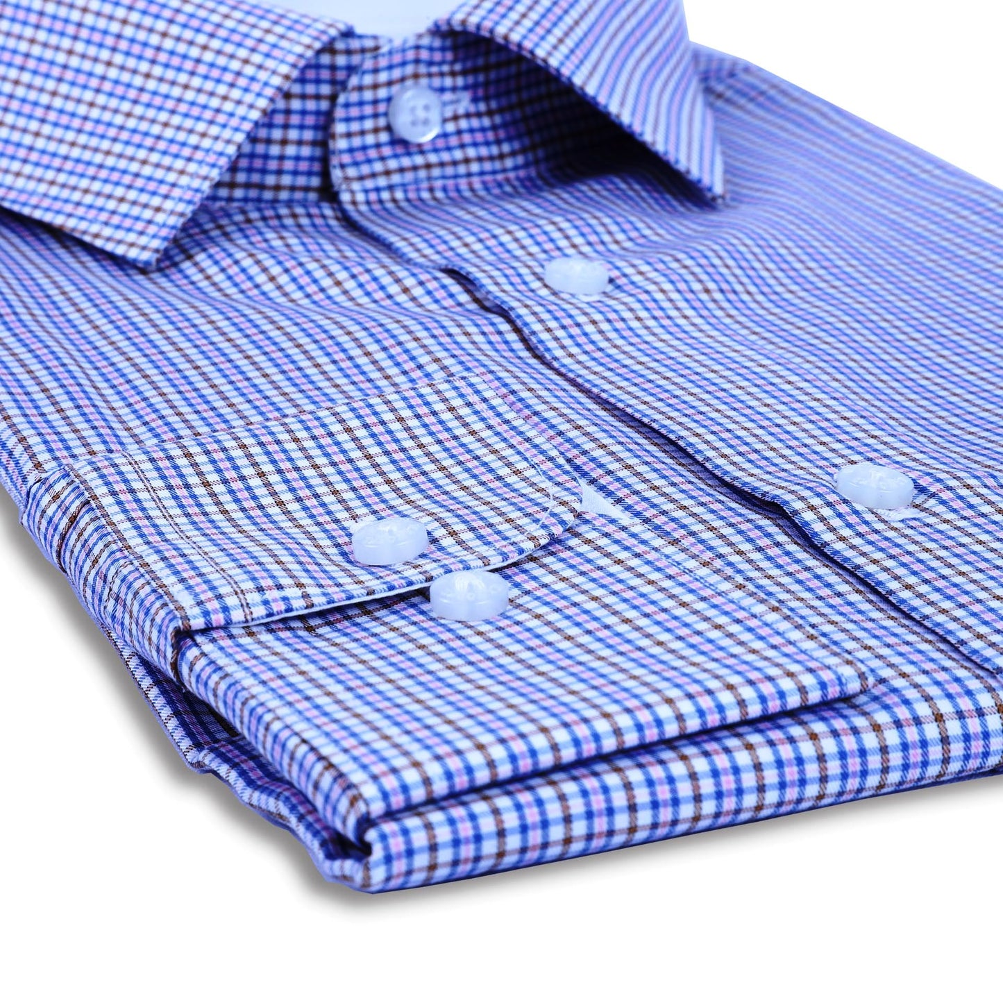 Blue & Brown Fine Twill Checks Twill Yarn Dyed Shirt