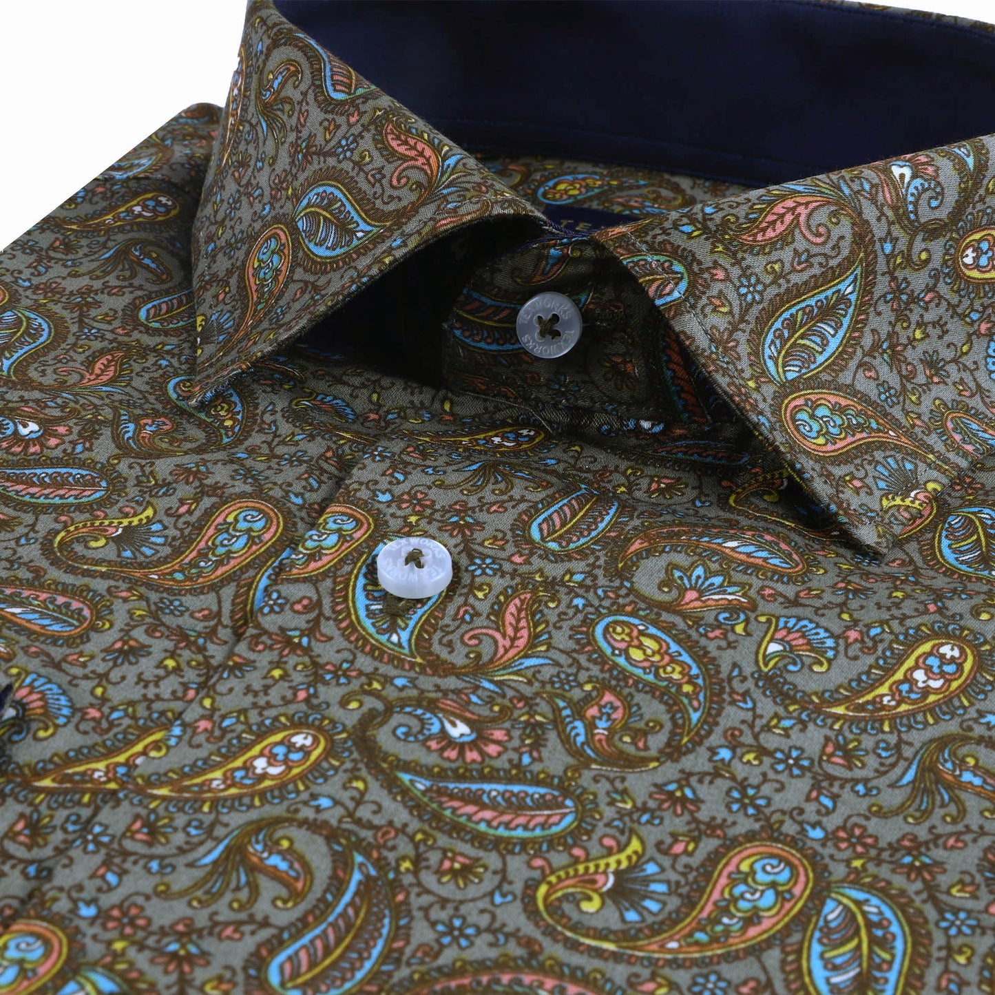 Brown Paisley Satin Printed Shirt