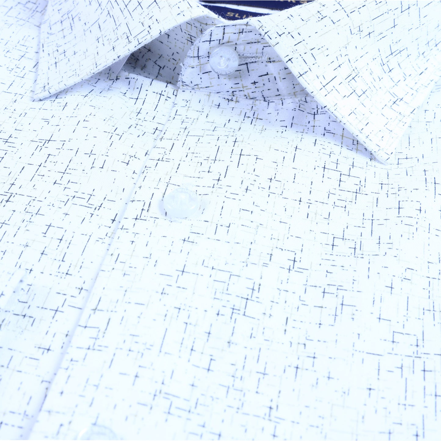 White Abstract Geometry Satin Printed Shirt