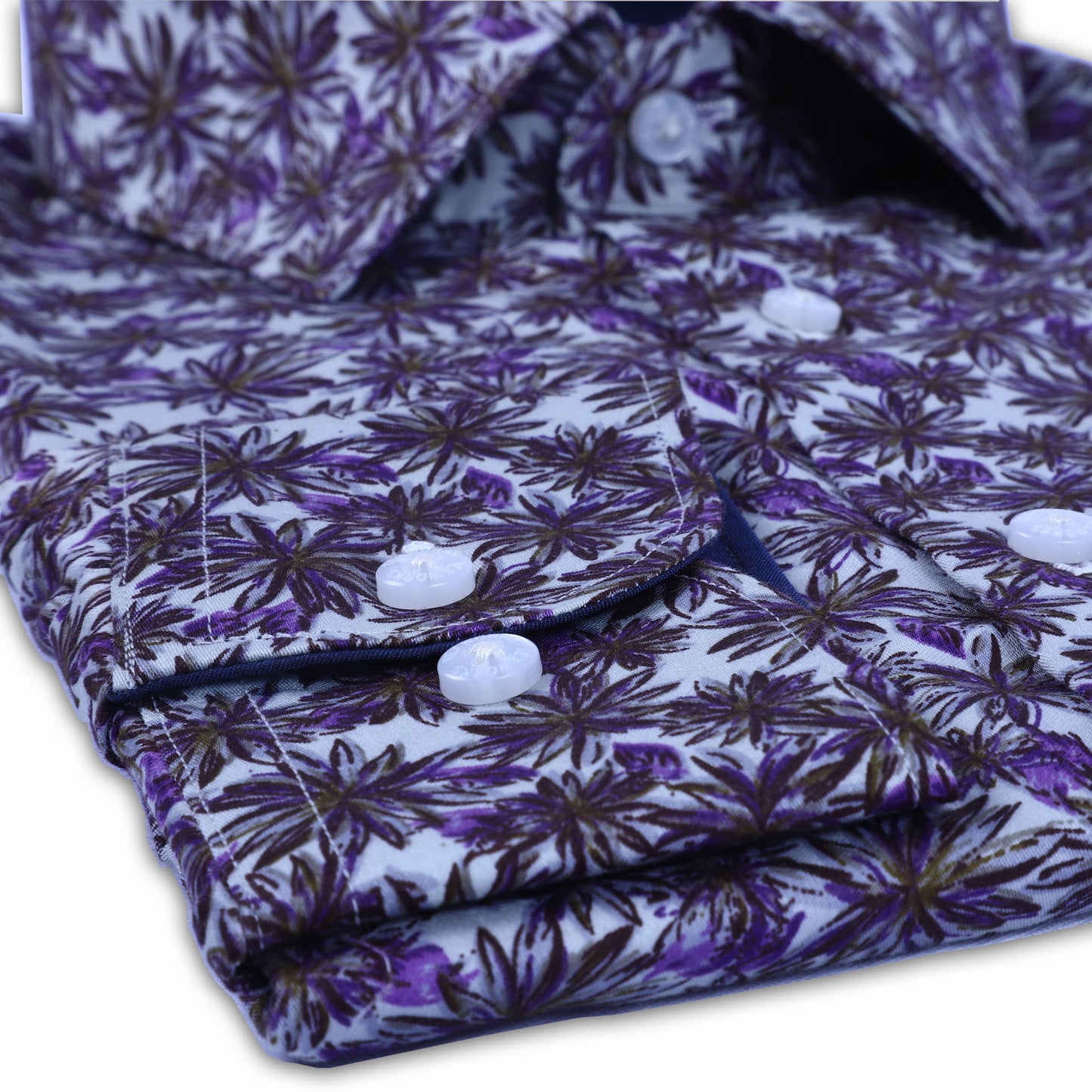 Lavender Floral Satin Printed Shirt