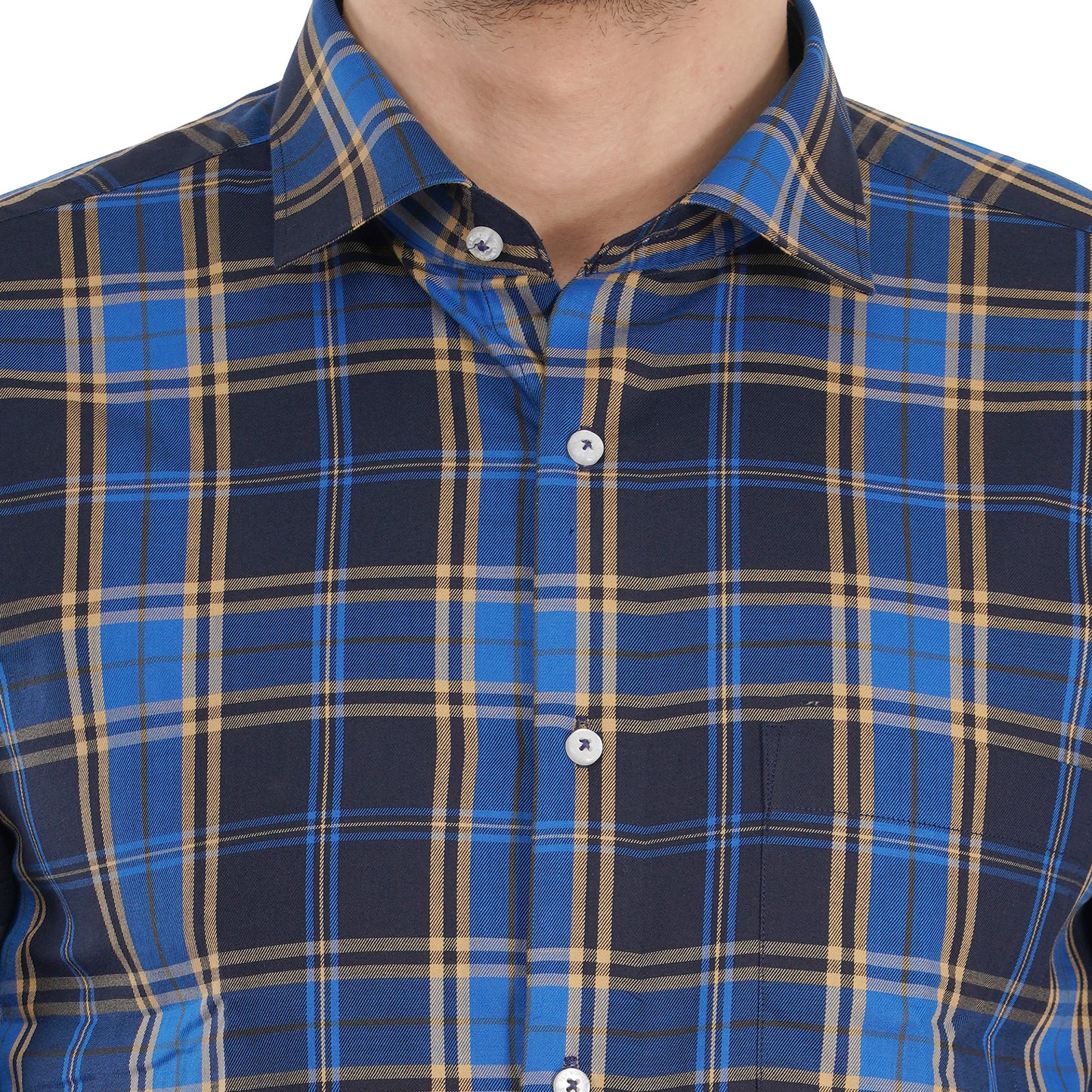 Blue Bold Twill Checks Twill Yarn Dyed Shirt