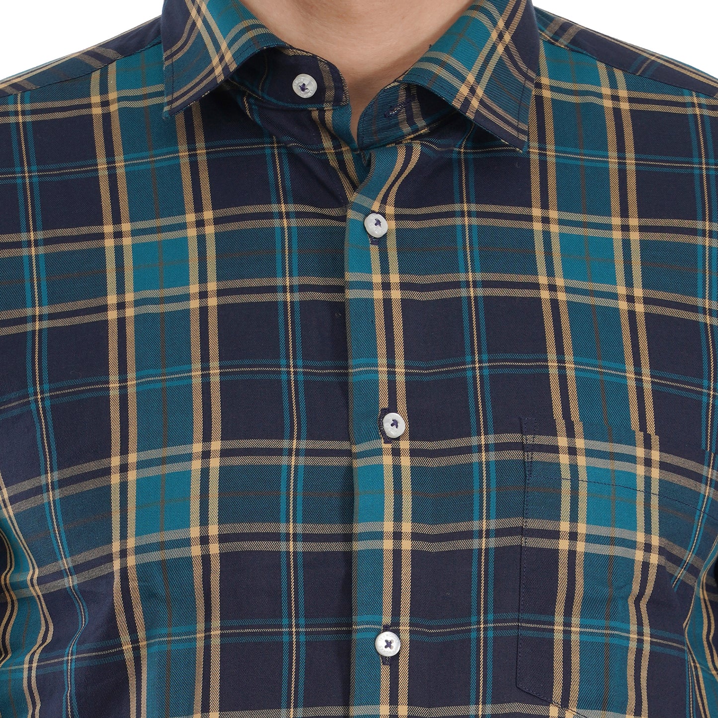 Green Bold Twill Checks Twill Yarn Dyed Shirt