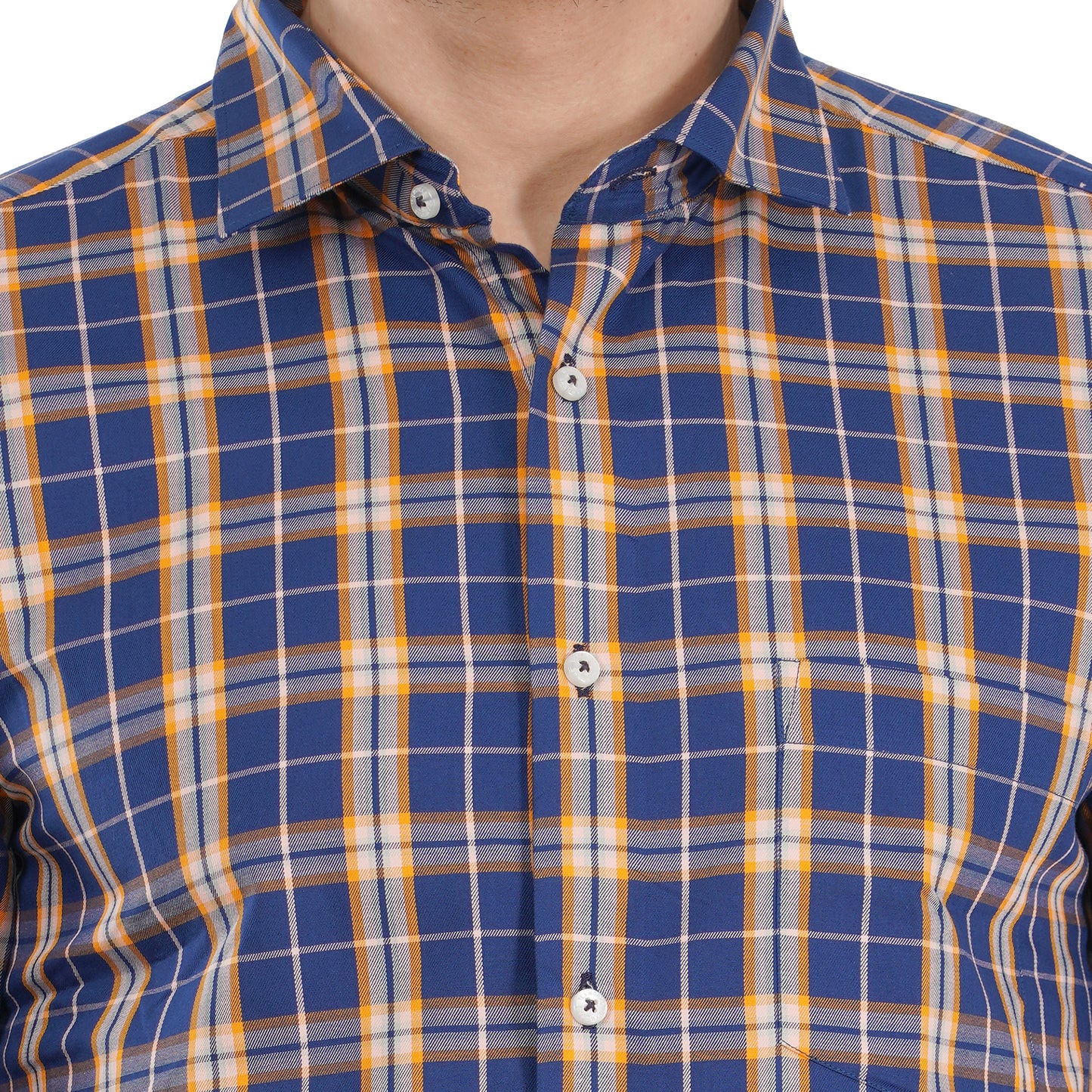 Blue Bold Twill Checks Twill Yarn Dyed Shirt