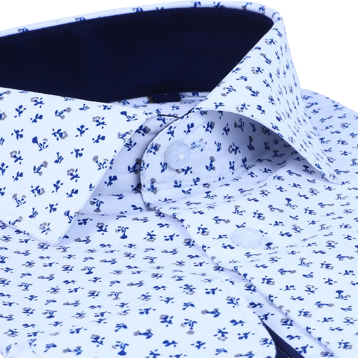 White Floral Poplin Printed Shirt
