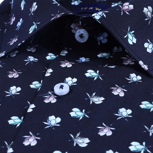 Black Floral Poplin Printed Shirt