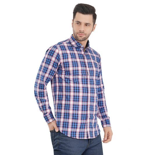 Blue Bold Twill Checks Twill Yarn Dyed Shirt