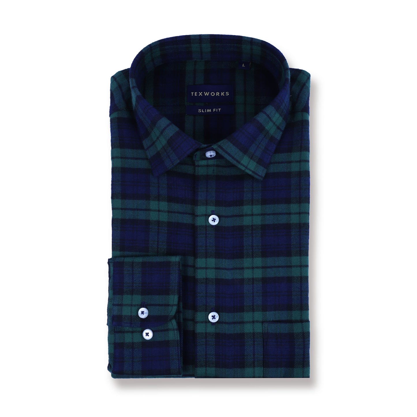Green Flannel Brushed Check Twill Yarn Dyed Shirt