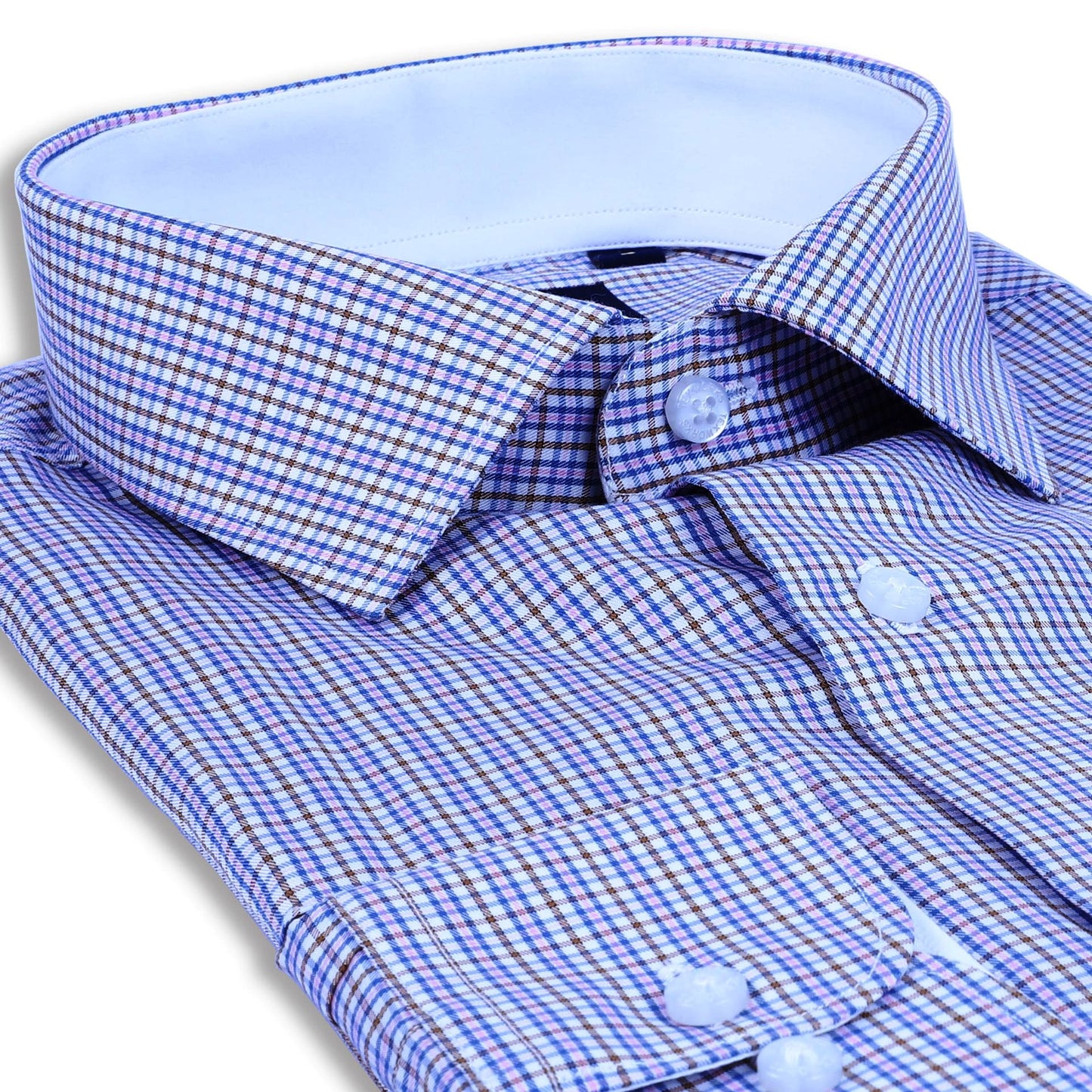 Blue & Brown Fine Twill Checks Twill Yarn Dyed Shirt
