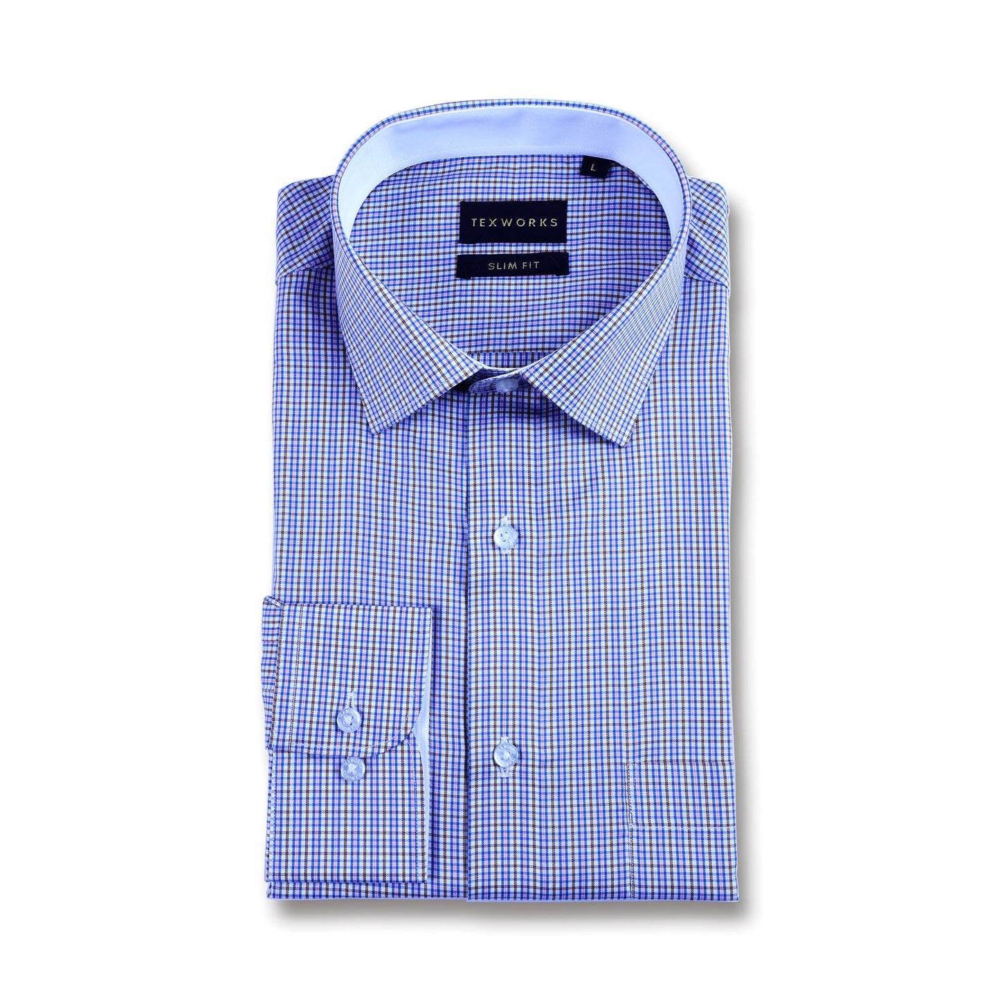 Blue & Brown Fine Twill Checks Twill Yarn Dyed Shirt