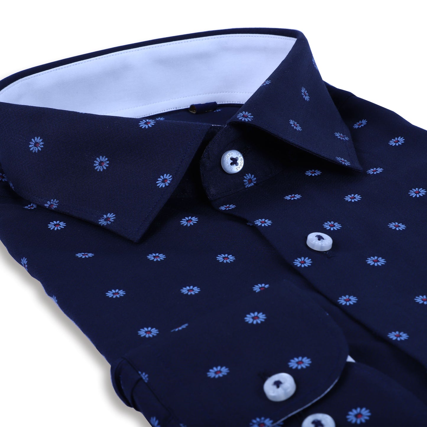 Navy Geometric Satin Printed Shirt