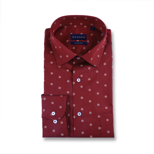 Maroon Floral Satin Printed Shirt
