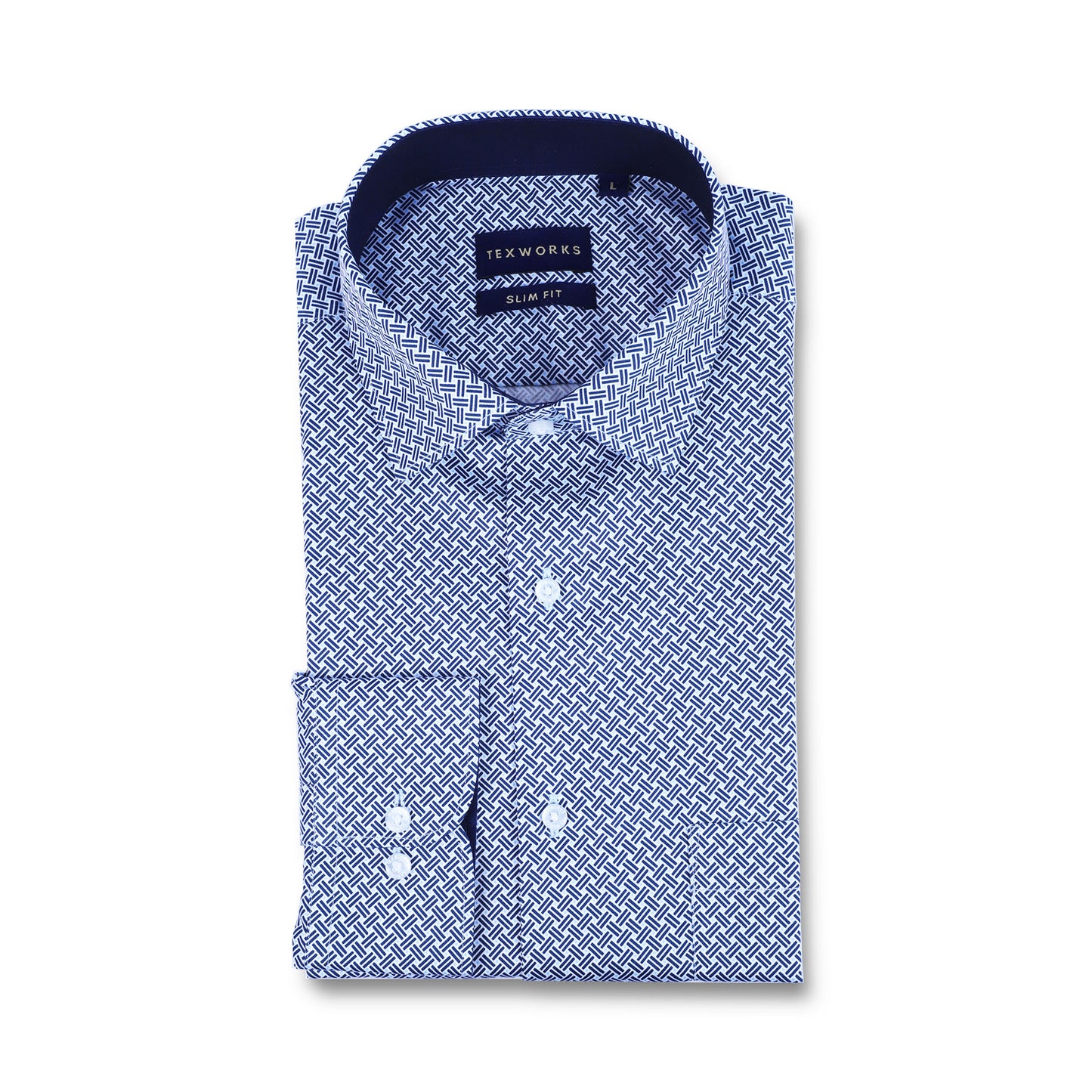 White & Black Geometric Satin Printed Shirt