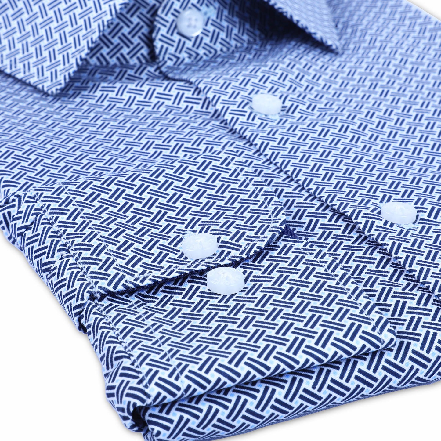White & Black Geometric Satin Printed Shirt