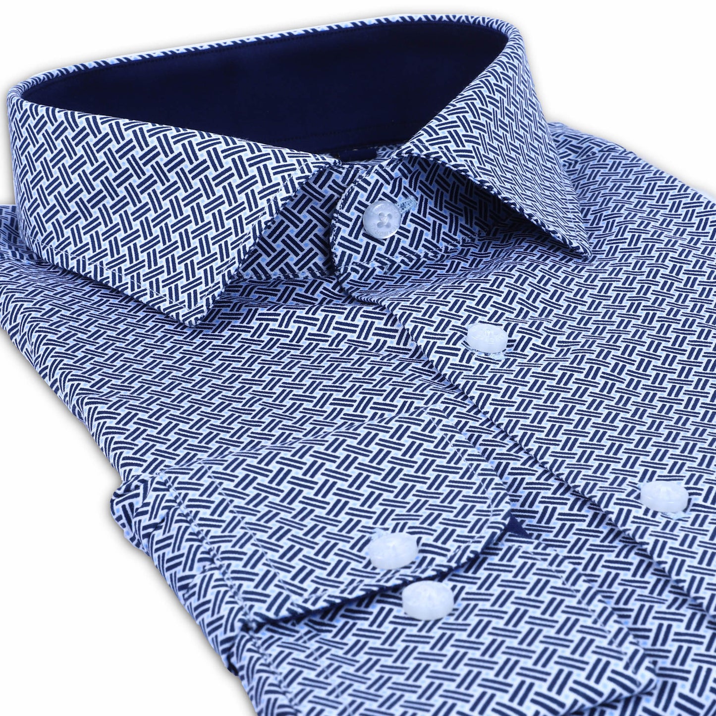 White & Black Geometric Satin Printed Shirt