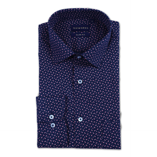 Blue Paisley Poplin Printed Shirt