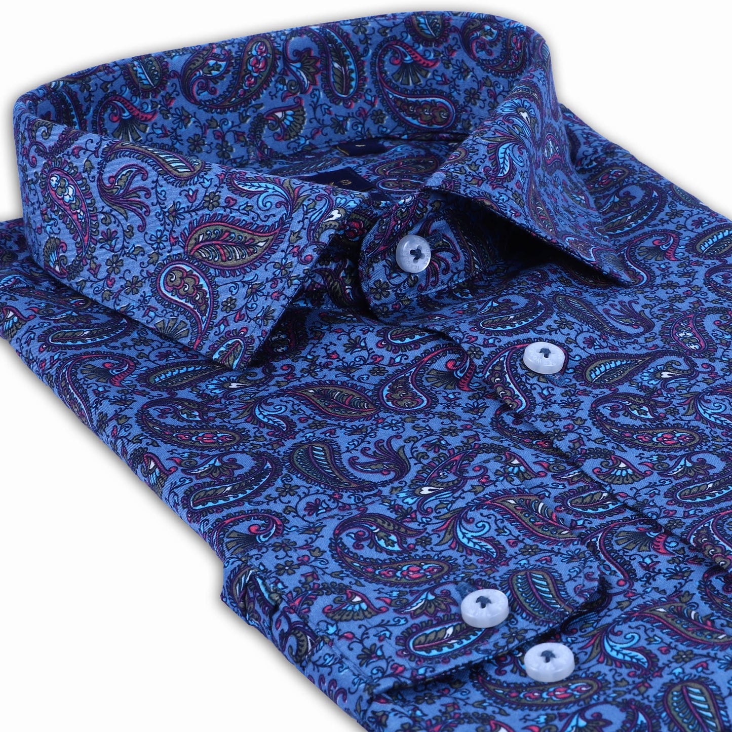 Blue Paisley Satin Printed Shirt