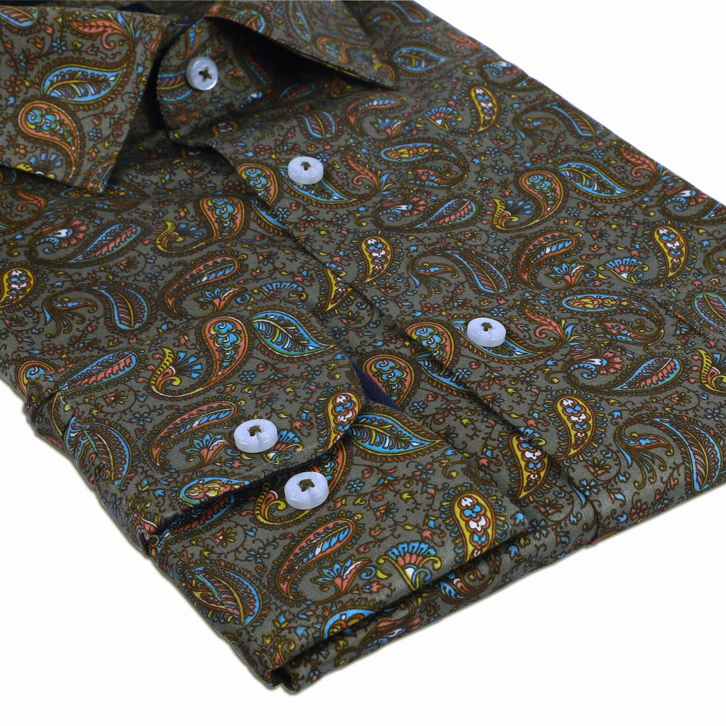 Brown Paisley Satin Printed Shirt