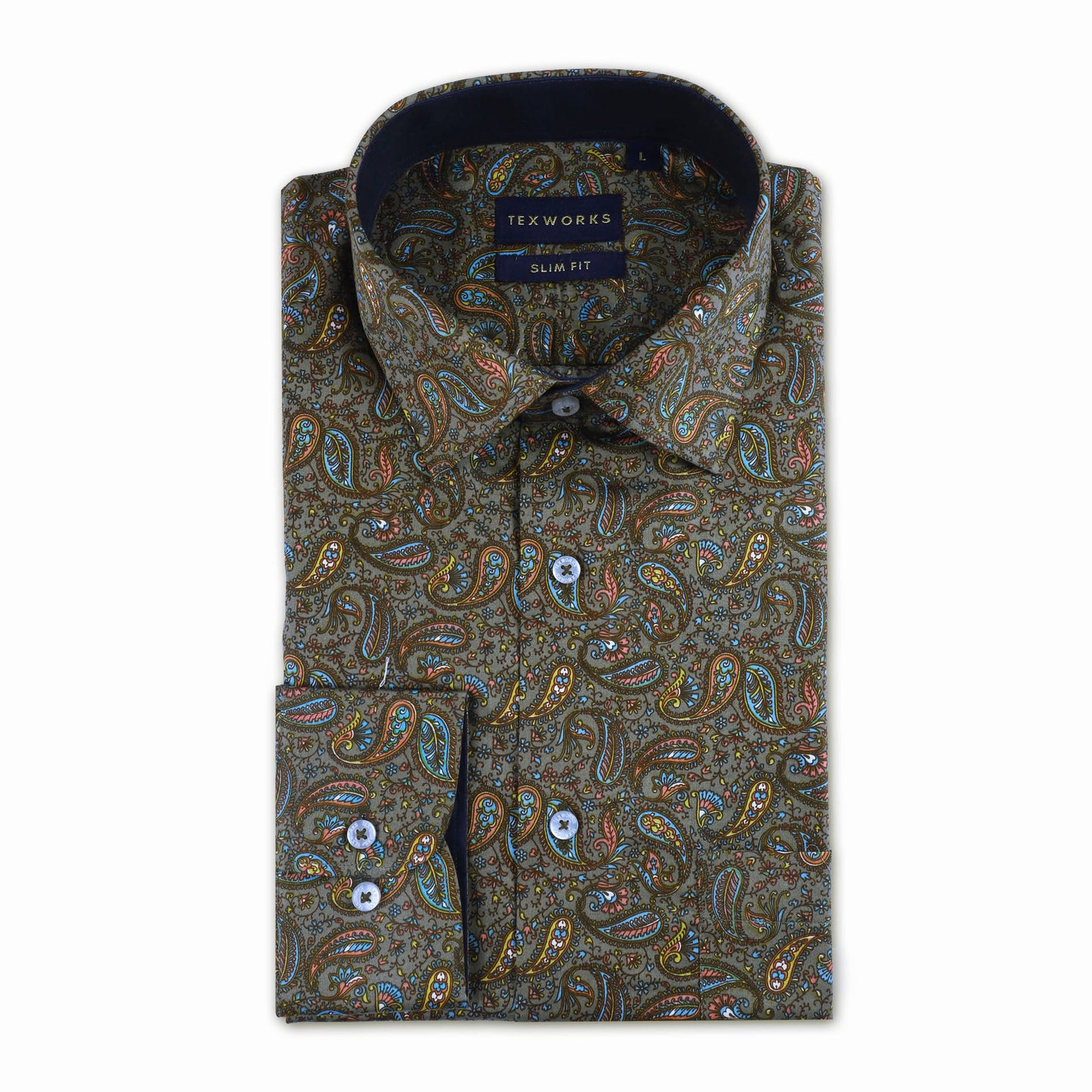 Brown Paisley Satin Printed Shirt