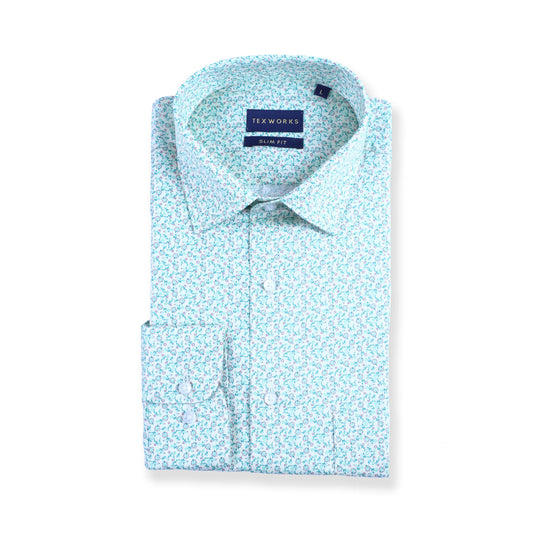 Fone & Green  Microfloral Satin Printed Shirt
