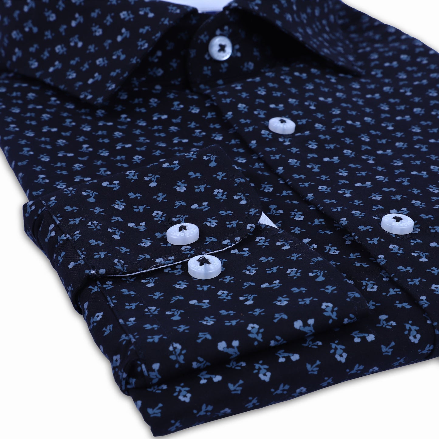 Navy Floral Poplin Printed Shirt