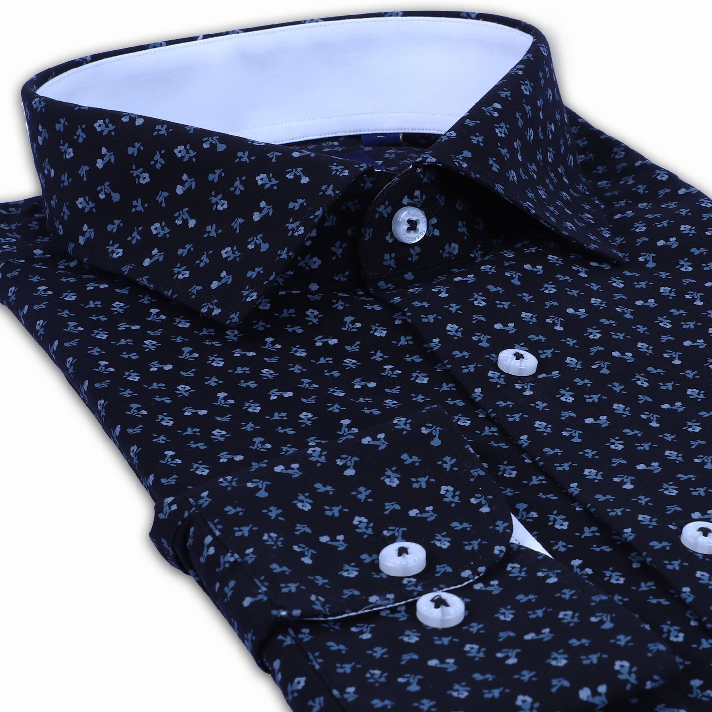 Navy Floral Poplin Printed Shirt
