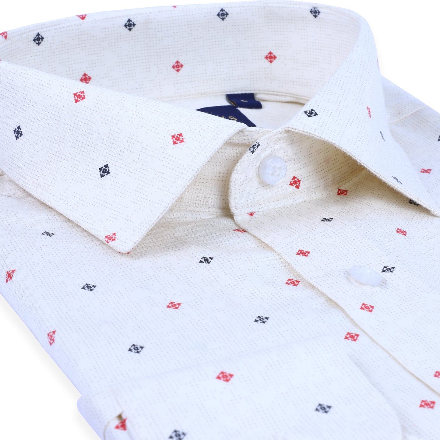 Cream Geometric Satin Printed Shirt