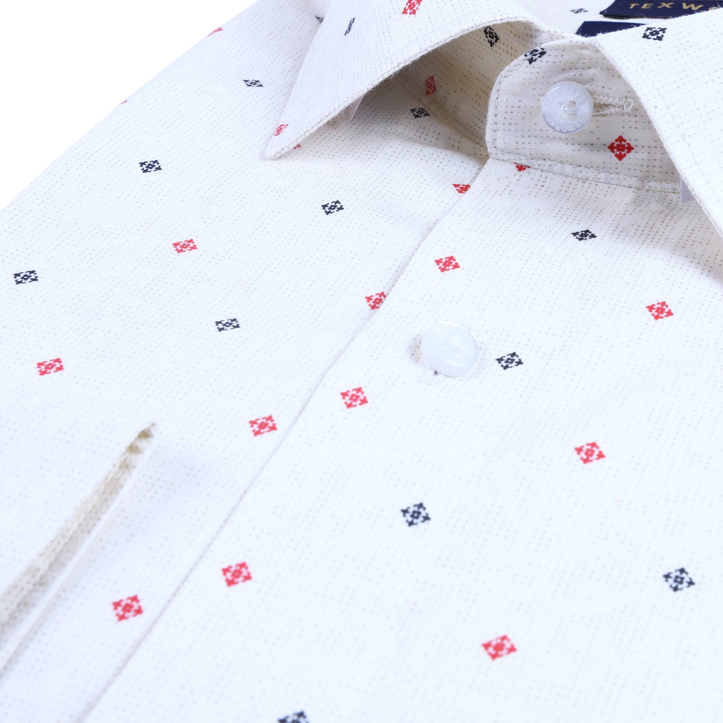 Cream Geometric Satin Printed Shirt