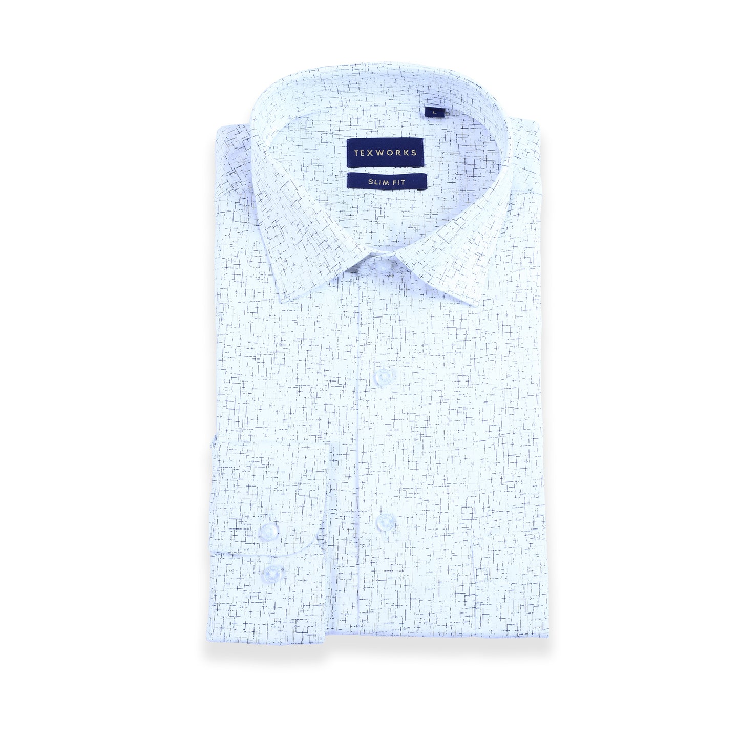 White Abstract Geometry Satin Printed Shirt