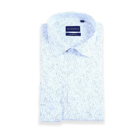 White Abstract Geometry Satin Printed Shirt