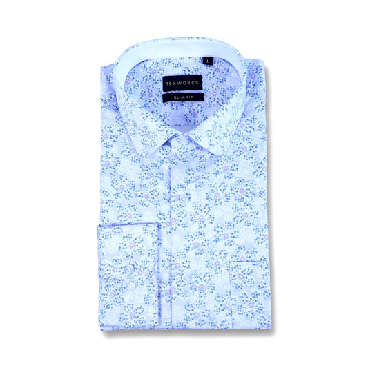 Blue Floral Satin Printed Shirt