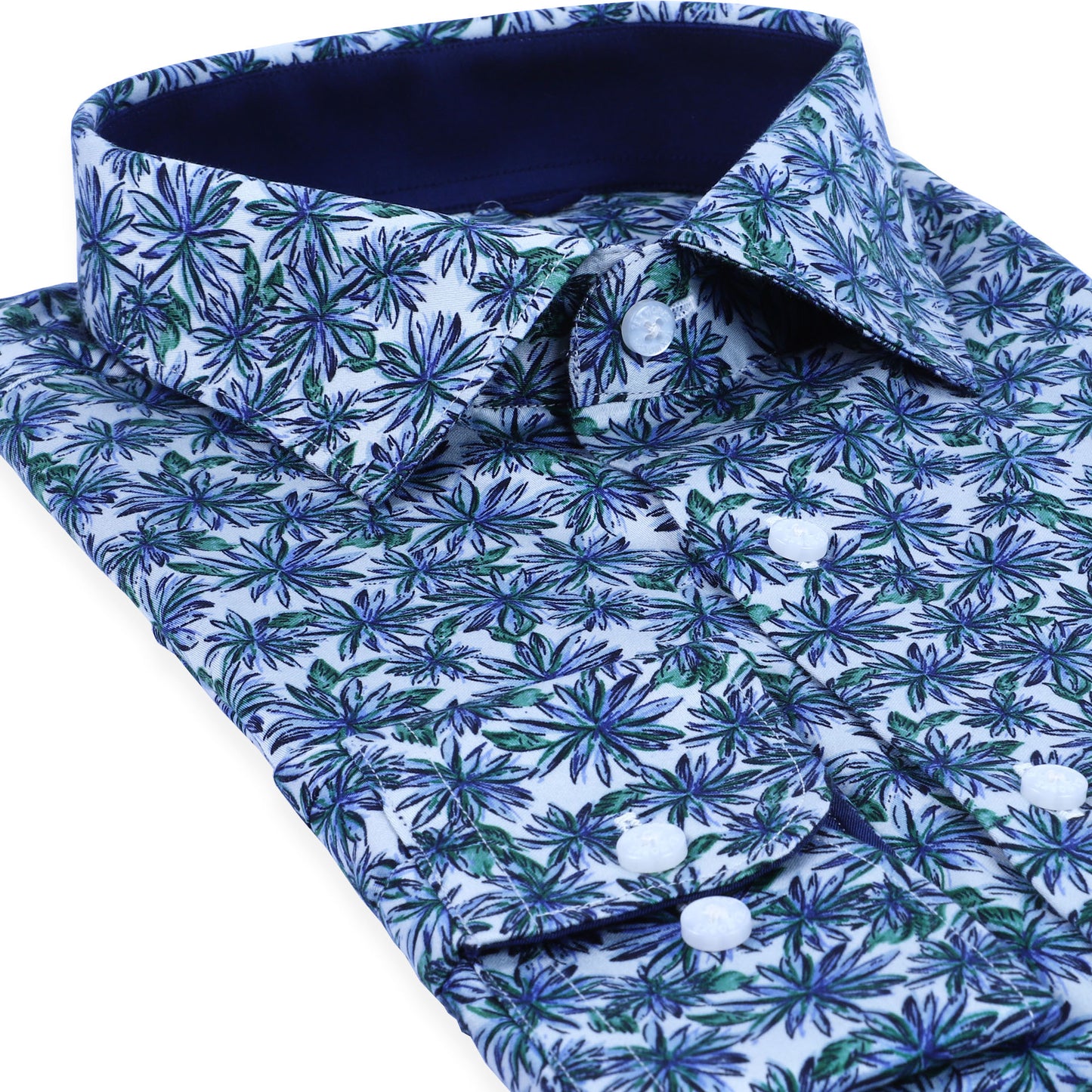 Green Floral Satin Printed Shirt
