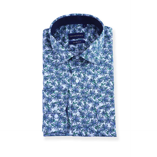 Green Floral Satin Printed Shirt