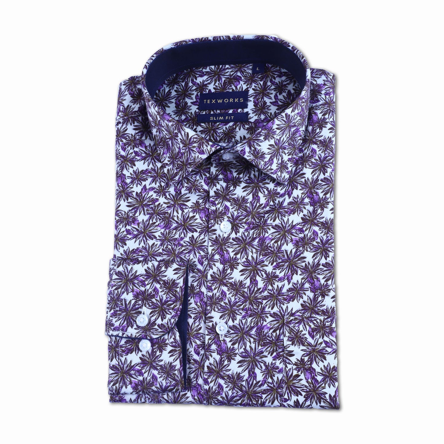 Lavender Floral Satin Printed Shirt