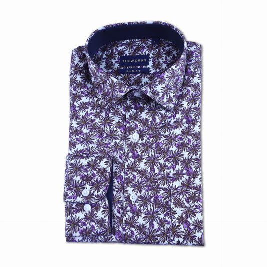 Lavender Floral Satin Printed Shirt
