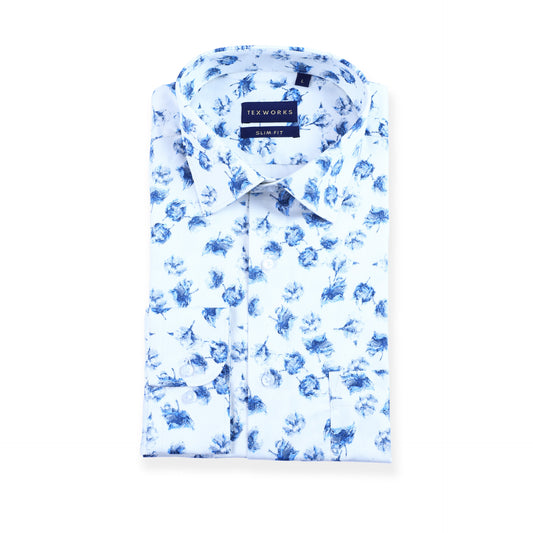 White Floral Satin Printed Shirt
