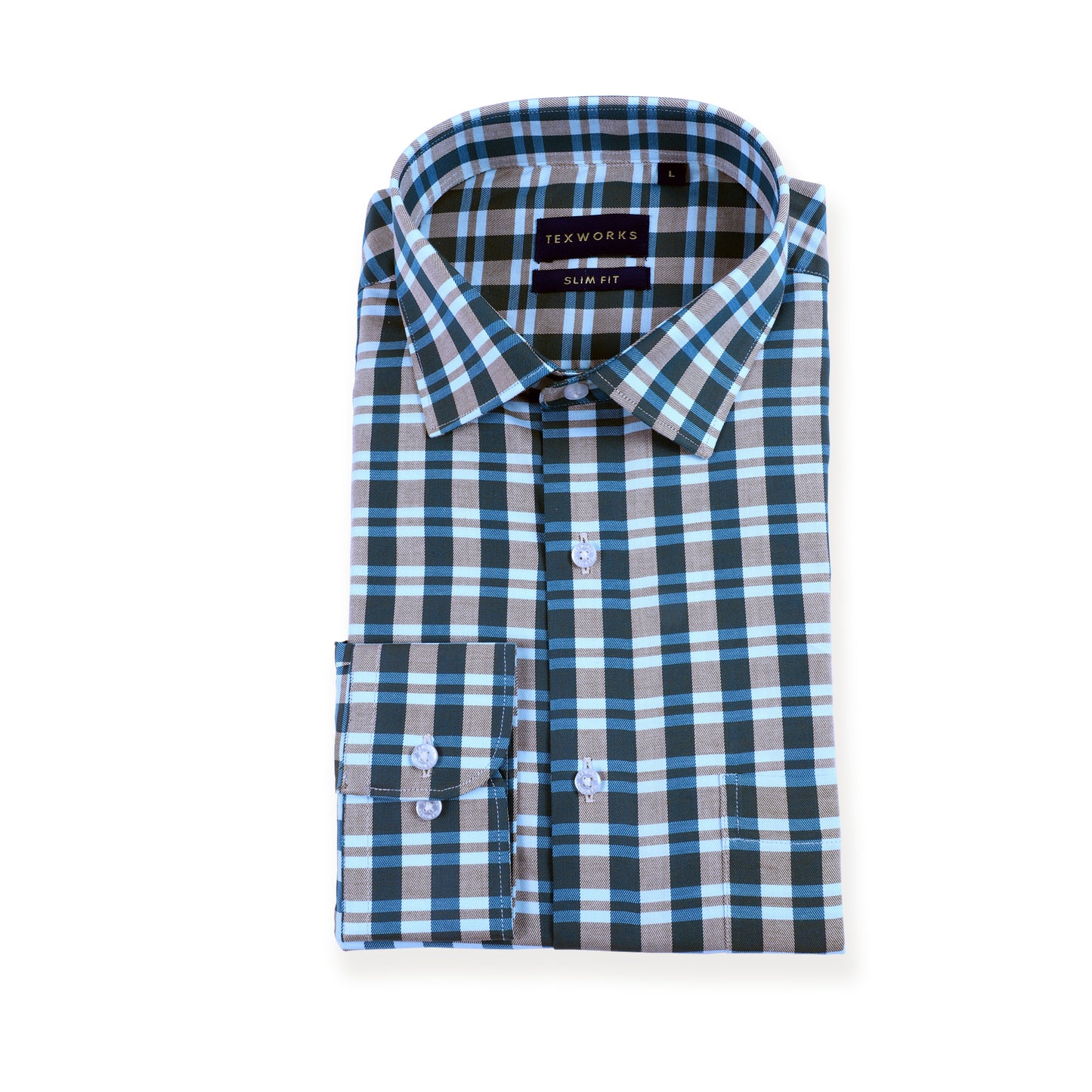 Brown  Bold Twill Checks Twill Yarn Dyed Shirt