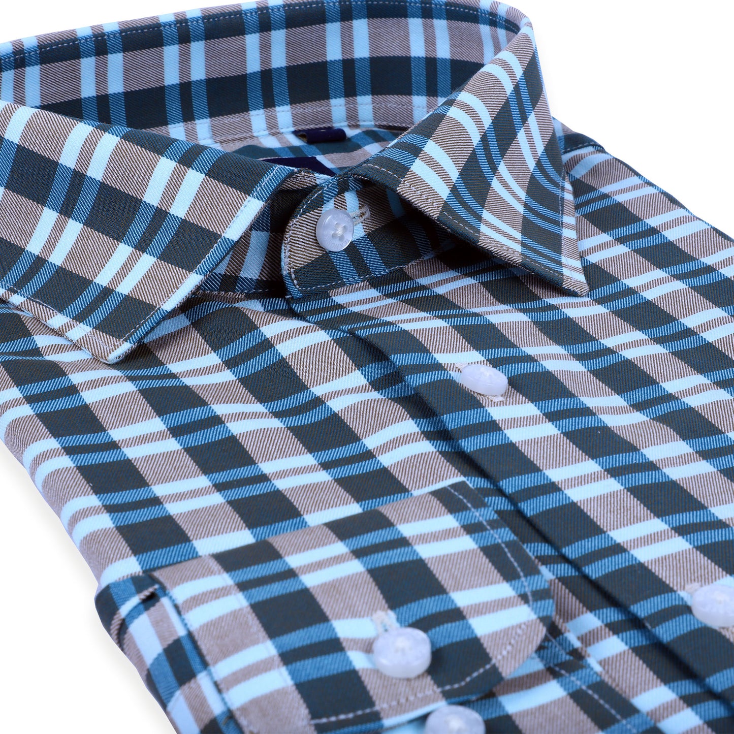 Brown  Bold Twill Checks Twill Yarn Dyed Shirt
