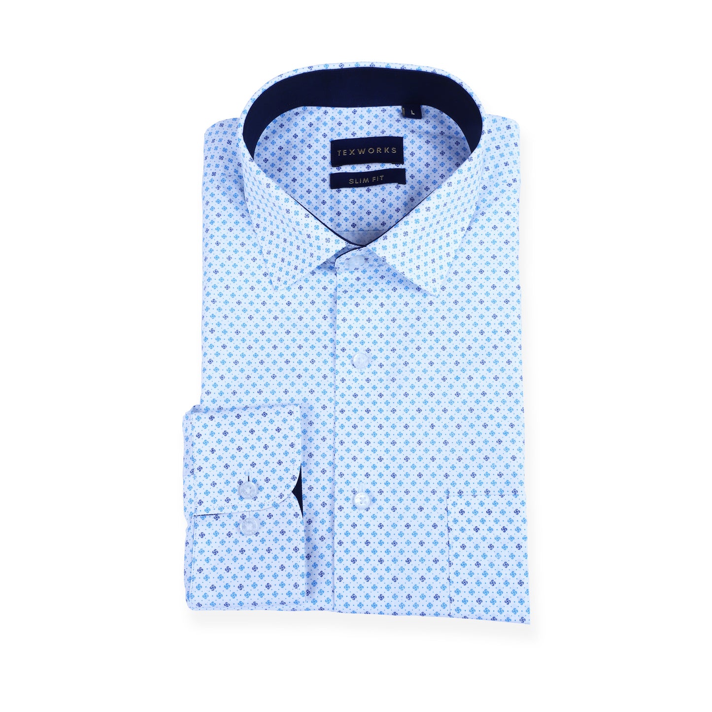 White Geometric Poplin Printed Shirt