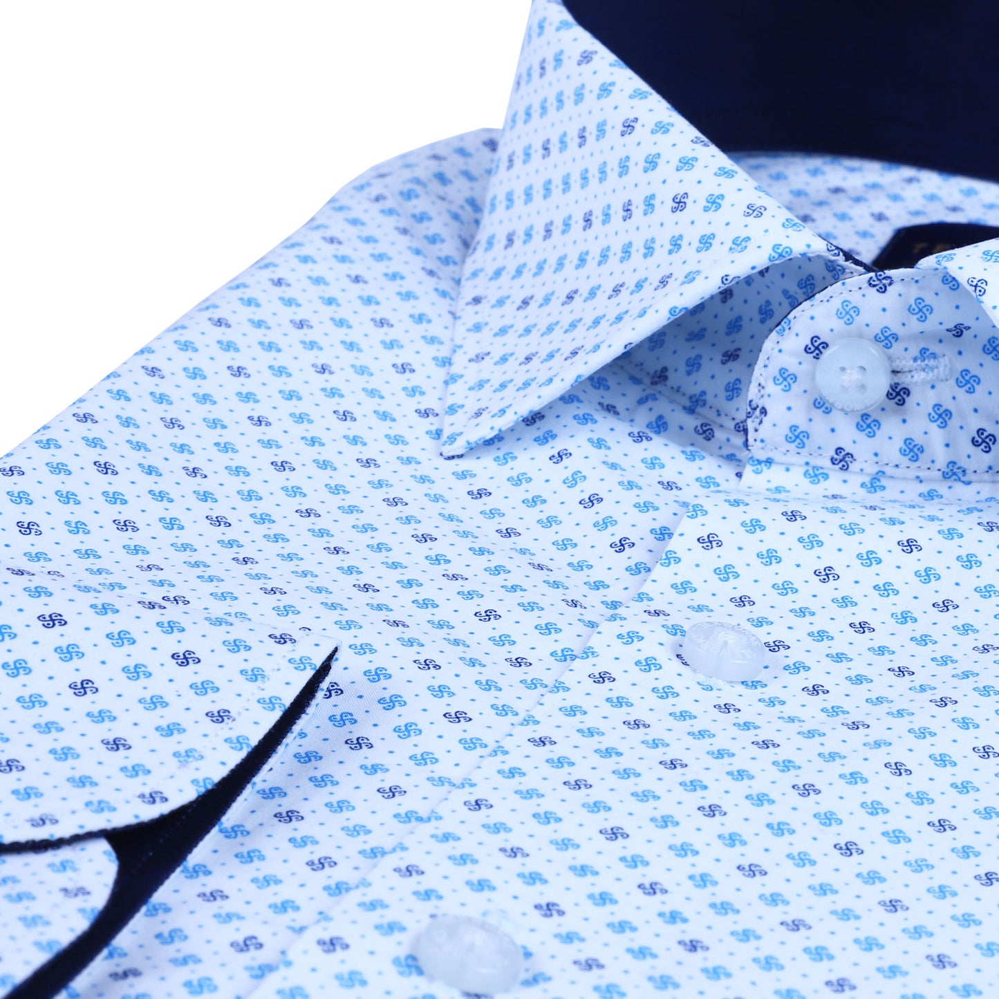 White Geometric Poplin Printed Shirt