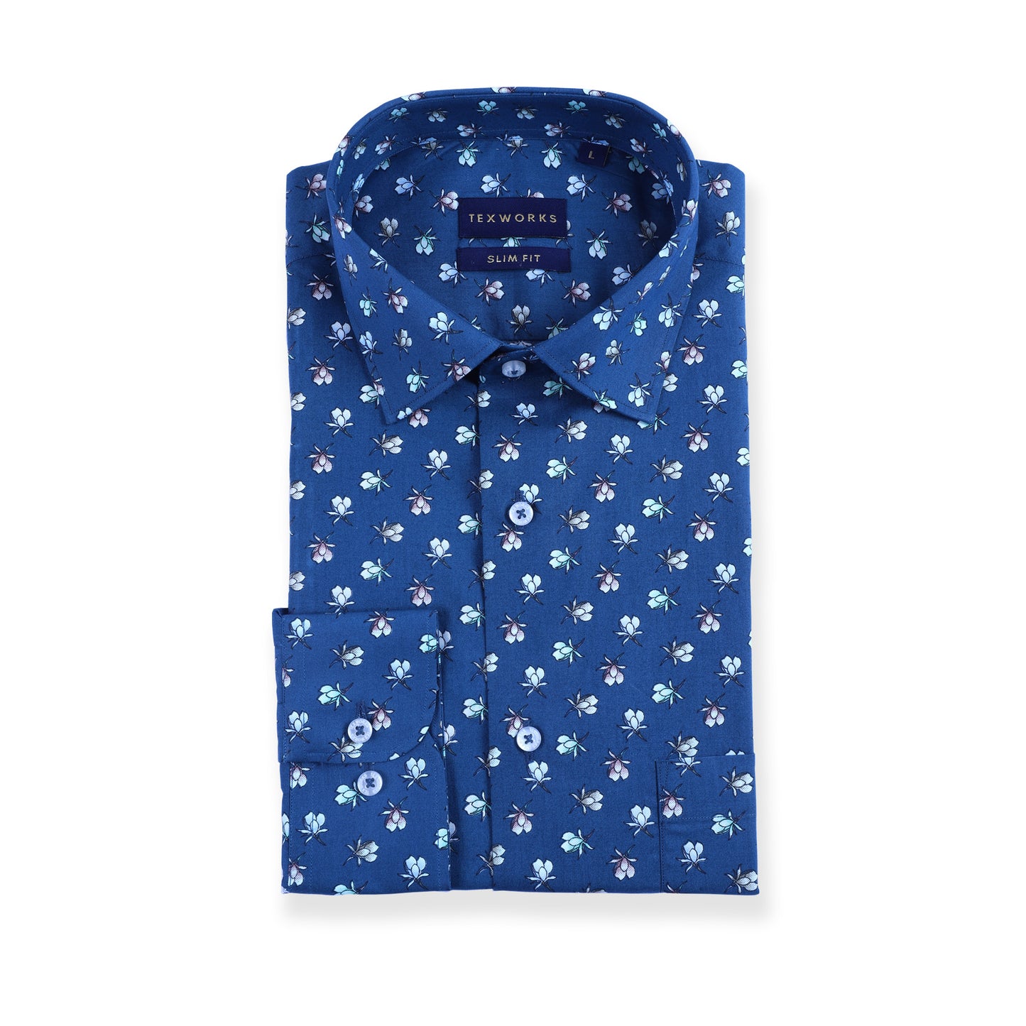 Blue Floral Poplin Printed Shirt