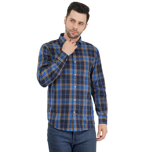 Blue Bold Twill Checks Twill Yarn Dyed Shirt