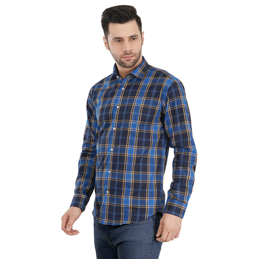 Blue Bold Twill Checks Twill Yarn Dyed Shirt