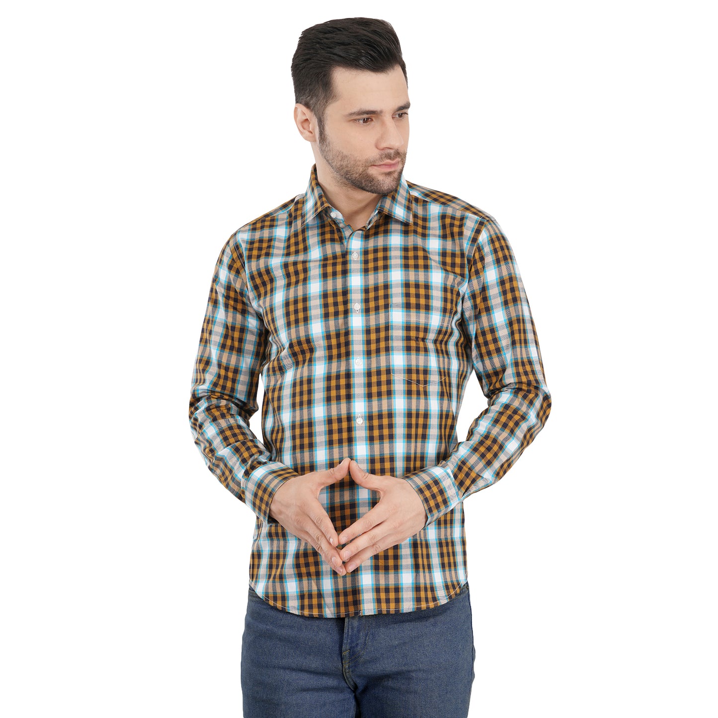 Brown Bold Twill Checks Twill Yarn Dyed Shirt