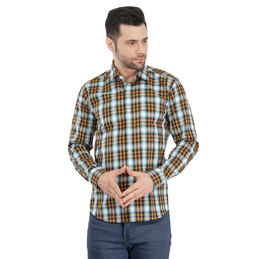 Brown Bold Twill Checks Twill Yarn Dyed Shirt
