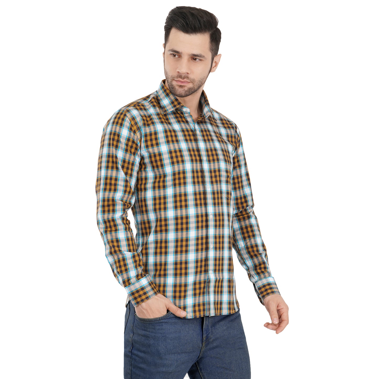 Brown Bold Twill Checks Twill Yarn Dyed Shirt
