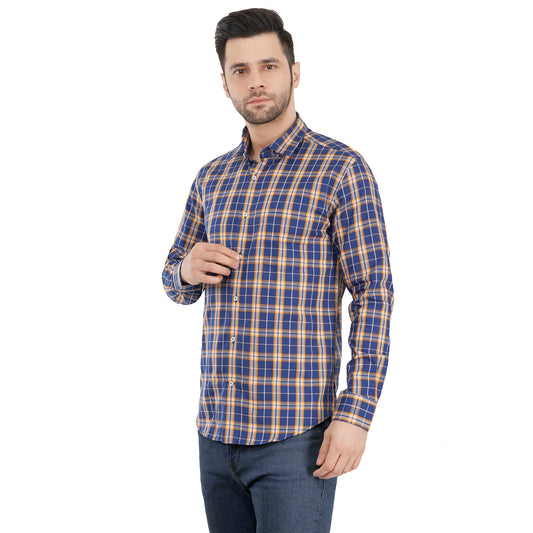 Blue Bold Twill Checks Twill Yarn Dyed Shirt