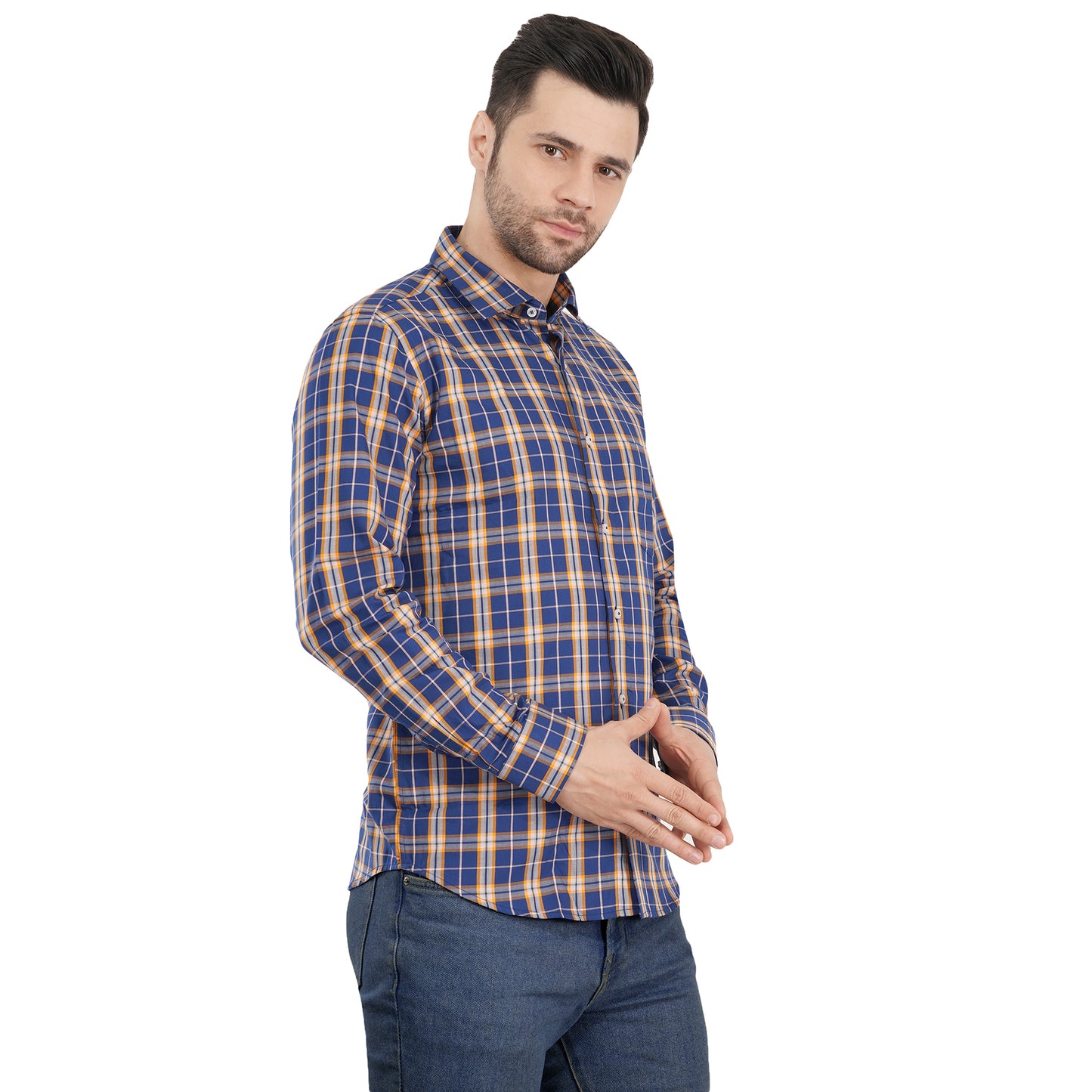 Blue Bold Twill Checks Twill Yarn Dyed Shirt