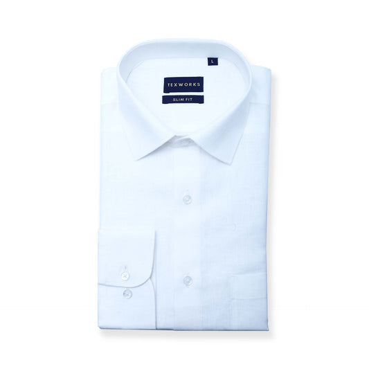 White Linen Solid Plain Shirts