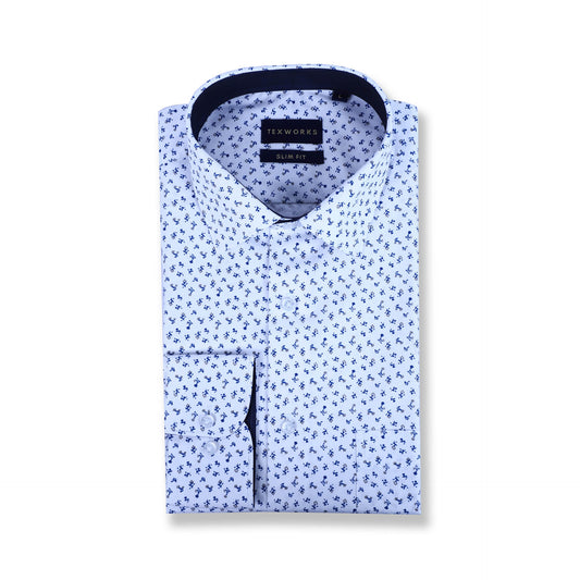 White Floral Poplin Printed Shirt