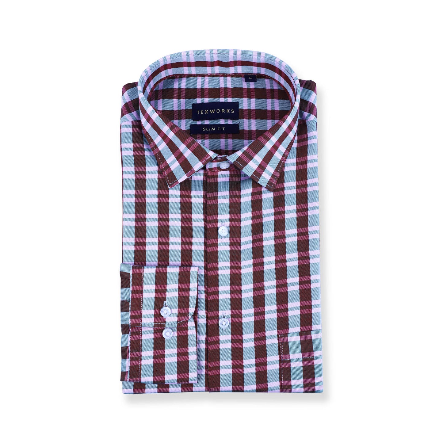 Red Bold Twill Checks Twill Yarn Dyed Shirt